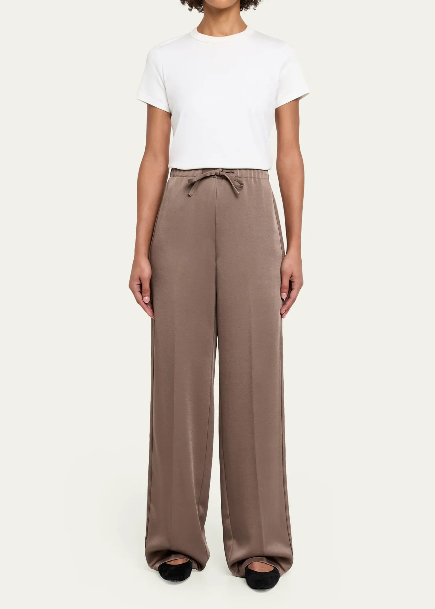 VinceMid-Rise Shiny Drawstring Sweatpants