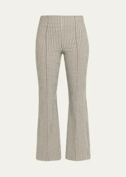 VinceNiki Gingham Mid-Rise Crop Flare Pants