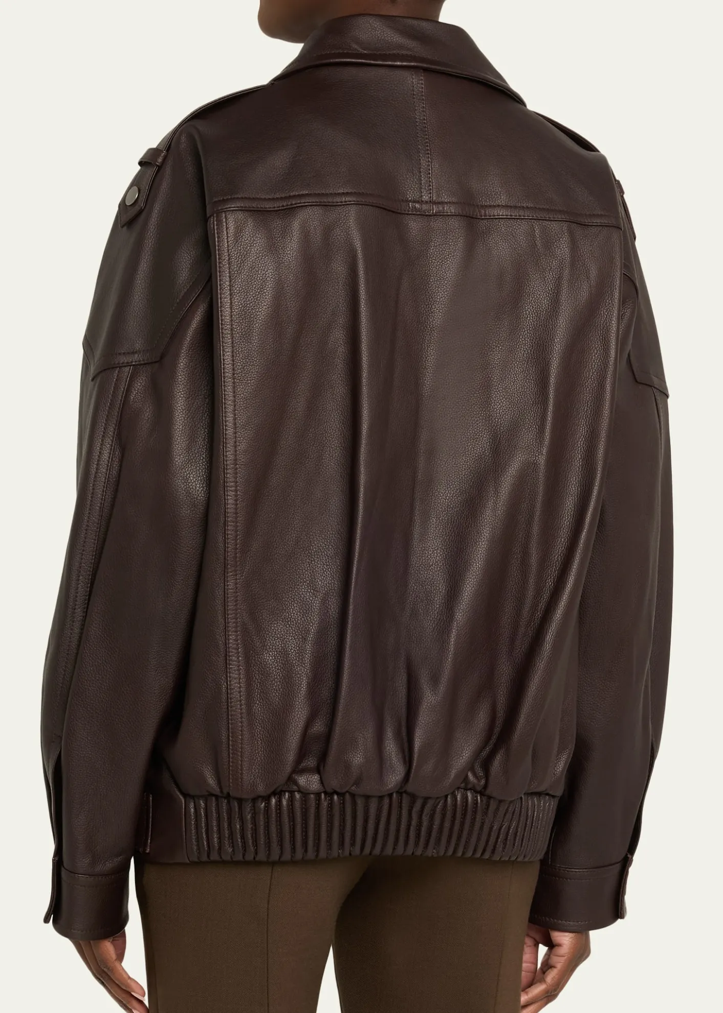 VinceOversized Leather Aviator Jacket