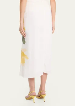 VincePainted Satin-Viscose Midi Skirt