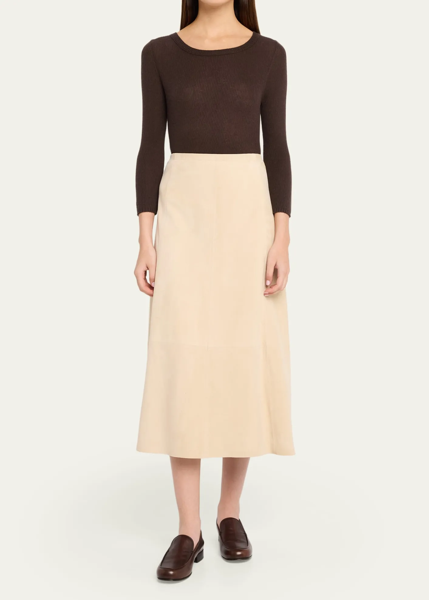 VincePaneled Suede Maxi Skirt