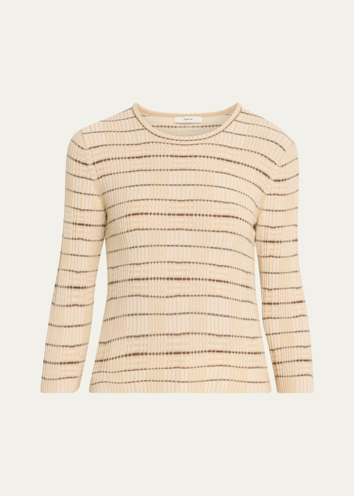 VincePlaid Elbow-Sleeve Sweater