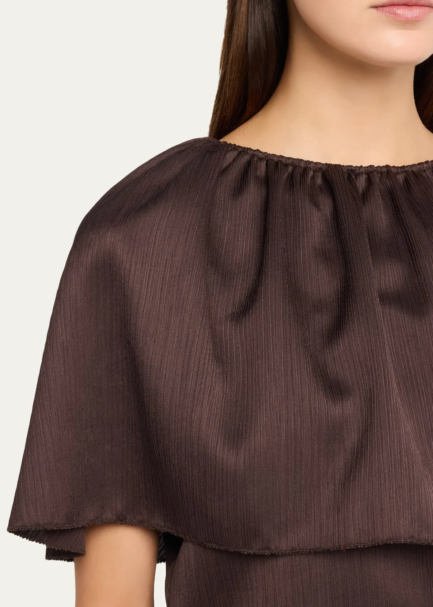 VincePlissé Satin Cape Top