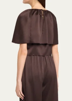 VincePlissé Satin Cape Top