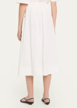 VinceScallop-Trim Poplin Midi Skirt