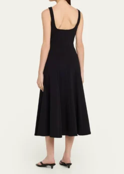 VinceSeamed Square-Neck Knit Midi Dress