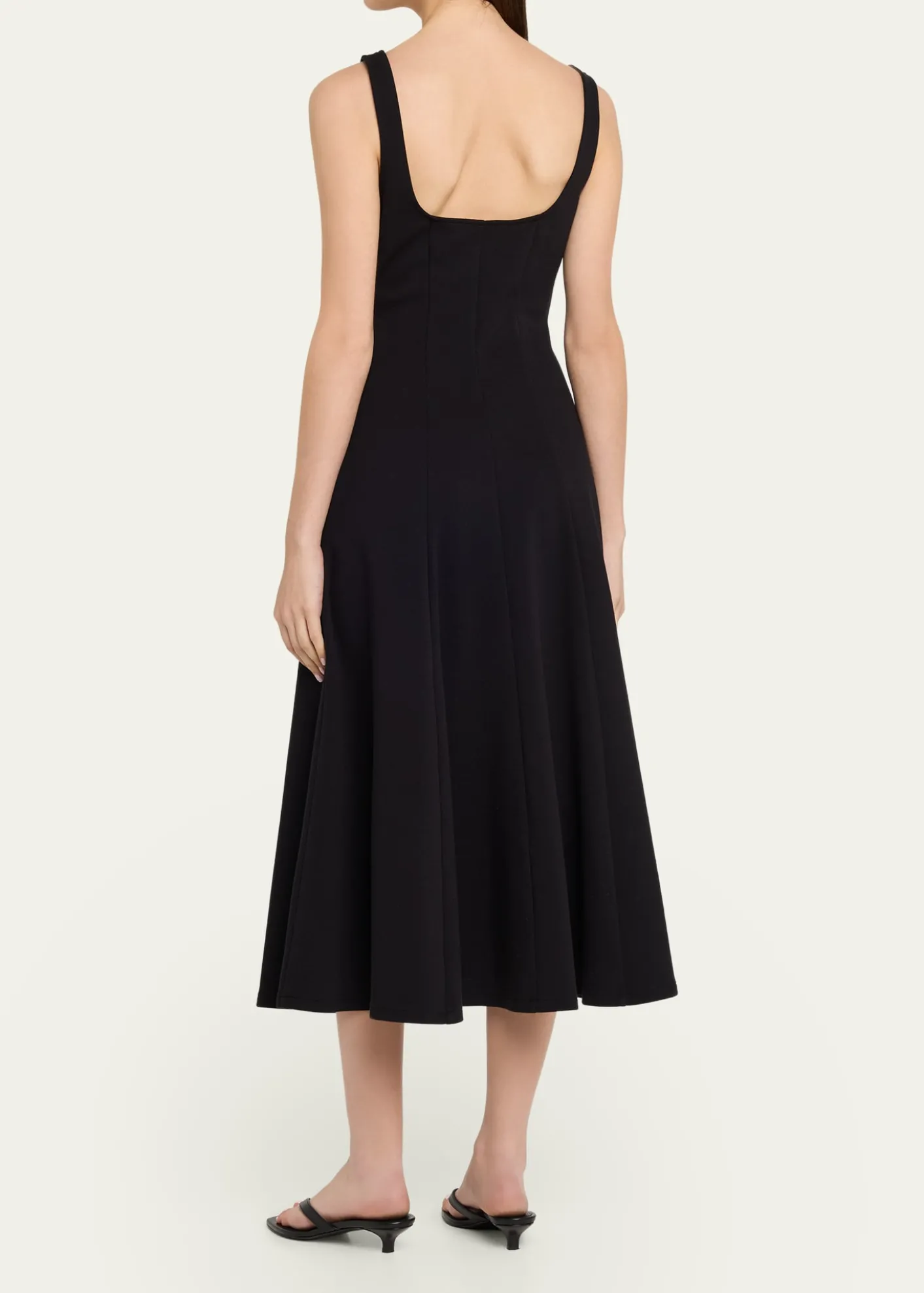VinceSeamed Square-Neck Knit Midi Dress