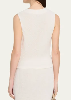 VinceShadow Grid Cowl-Neck Top