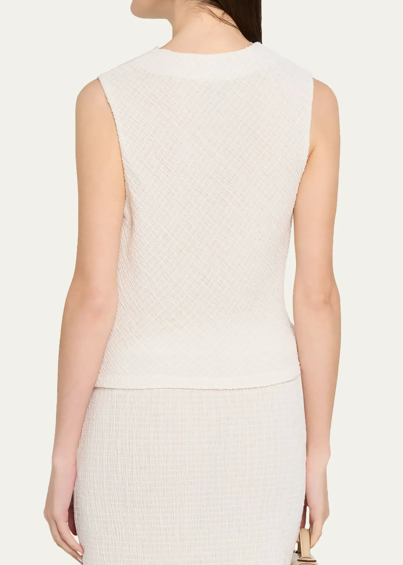VinceShadow Grid Cowl-Neck Top