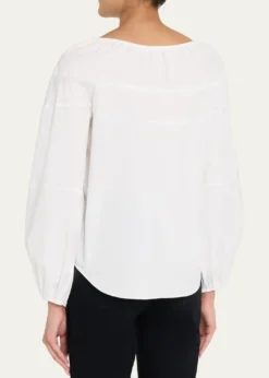 VinceShirred Long-Sleeve Top