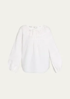 VinceShirred Long-Sleeve Top