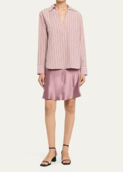VinceShort Pull-On Satin Slip Skirt