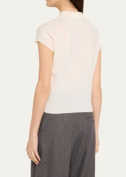 VinceShort-Sleeve Cashmere-Blend Polo Sweater