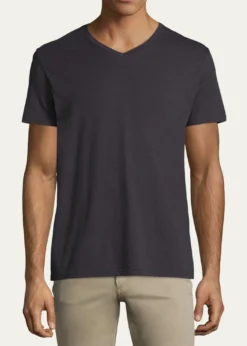 VinceShort-Sleeve V-Neck Jersey T-Shirt, Gray