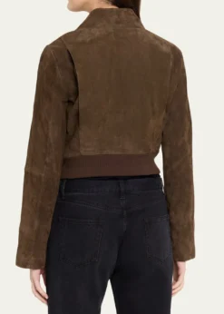 VinceShrunken Suede Bomber Jacket