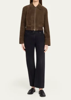 VinceShrunken Suede Bomber Jacket