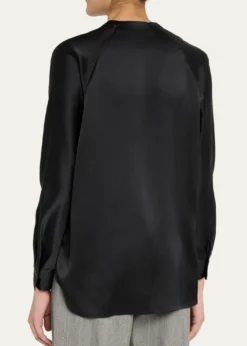 VinceSilk Band-Collar Blouse