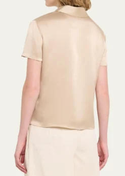 VinceSilk Charmeuse Short-Sleeve Polo Shirt