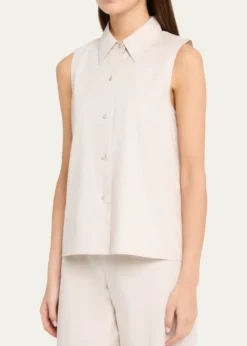 VinceSleeveless Buttoned Poplin Top