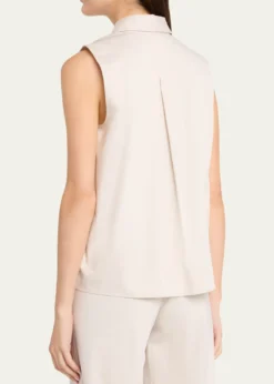 VinceSleeveless Buttoned Poplin Top