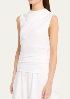 VinceSleeveless Draped Pima Cotton Top