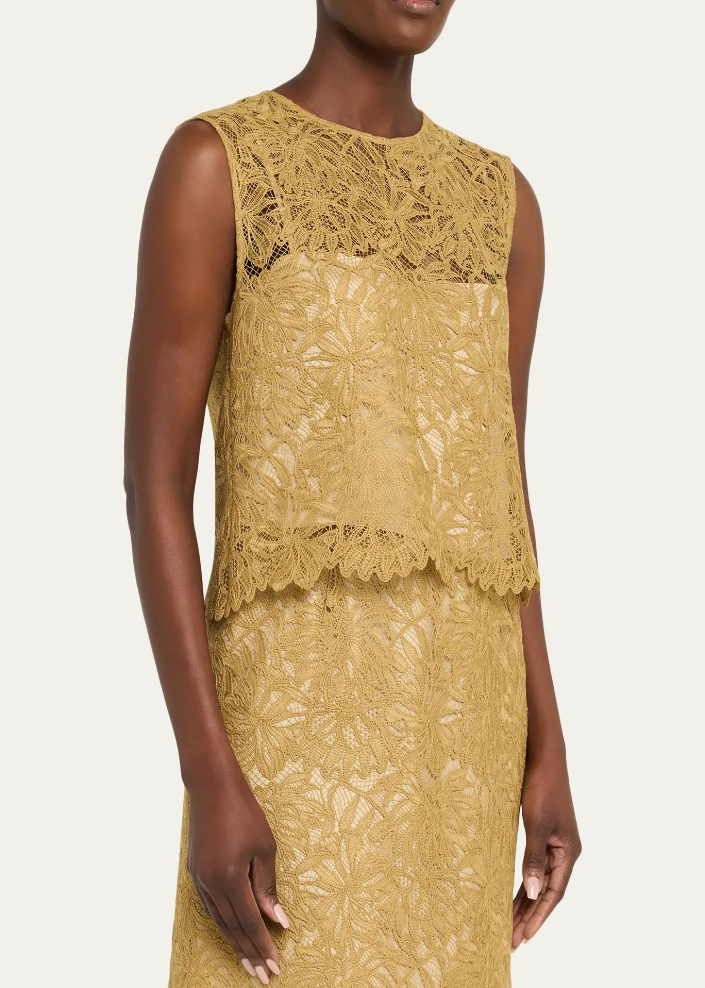 VinceSleeveless Floral Lace Top