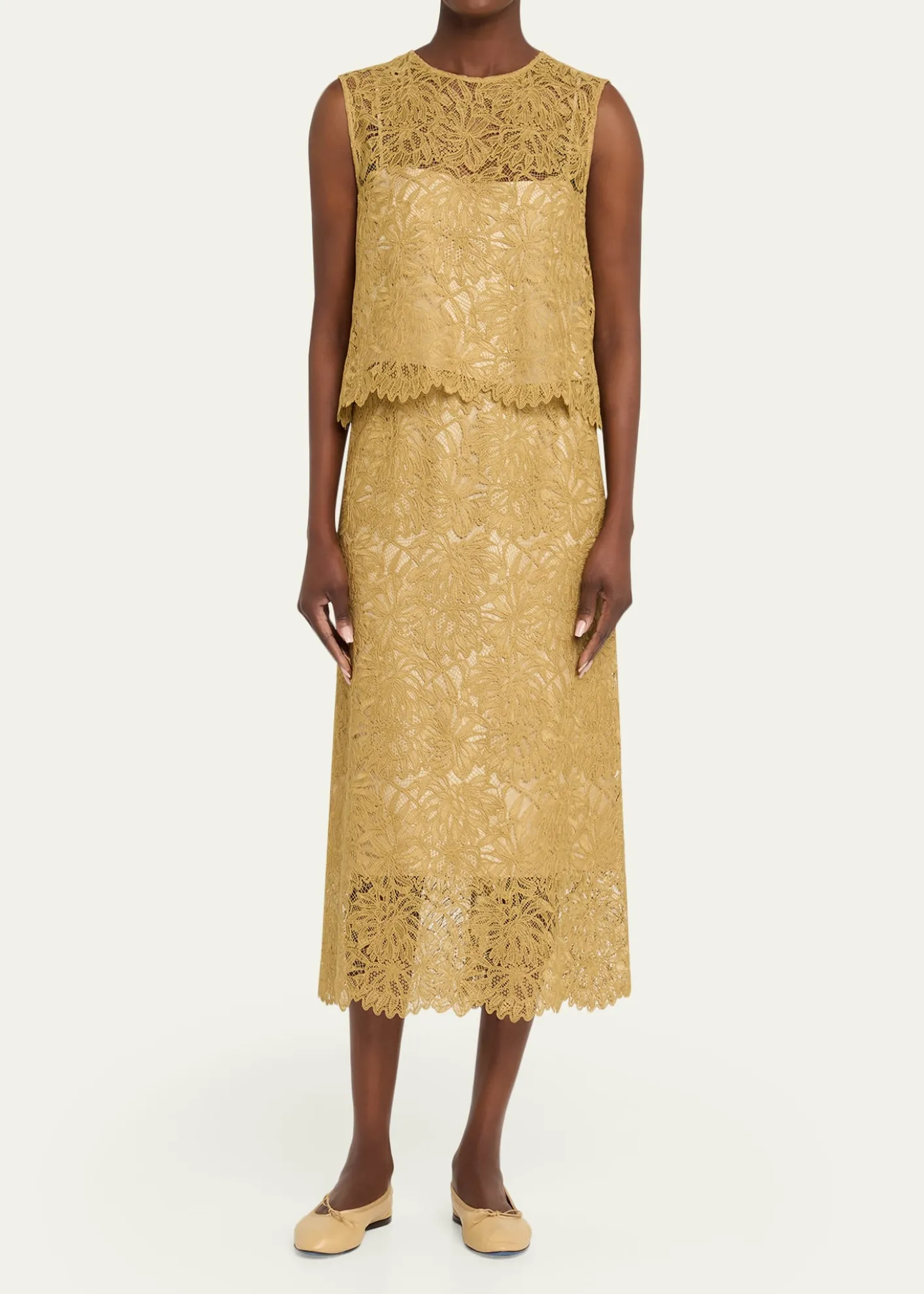 VinceSleeveless Floral Lace Top
