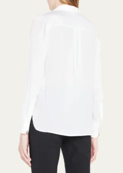 VinceSlim-Fit Long-Sleeve Stretch-Silk Blouse