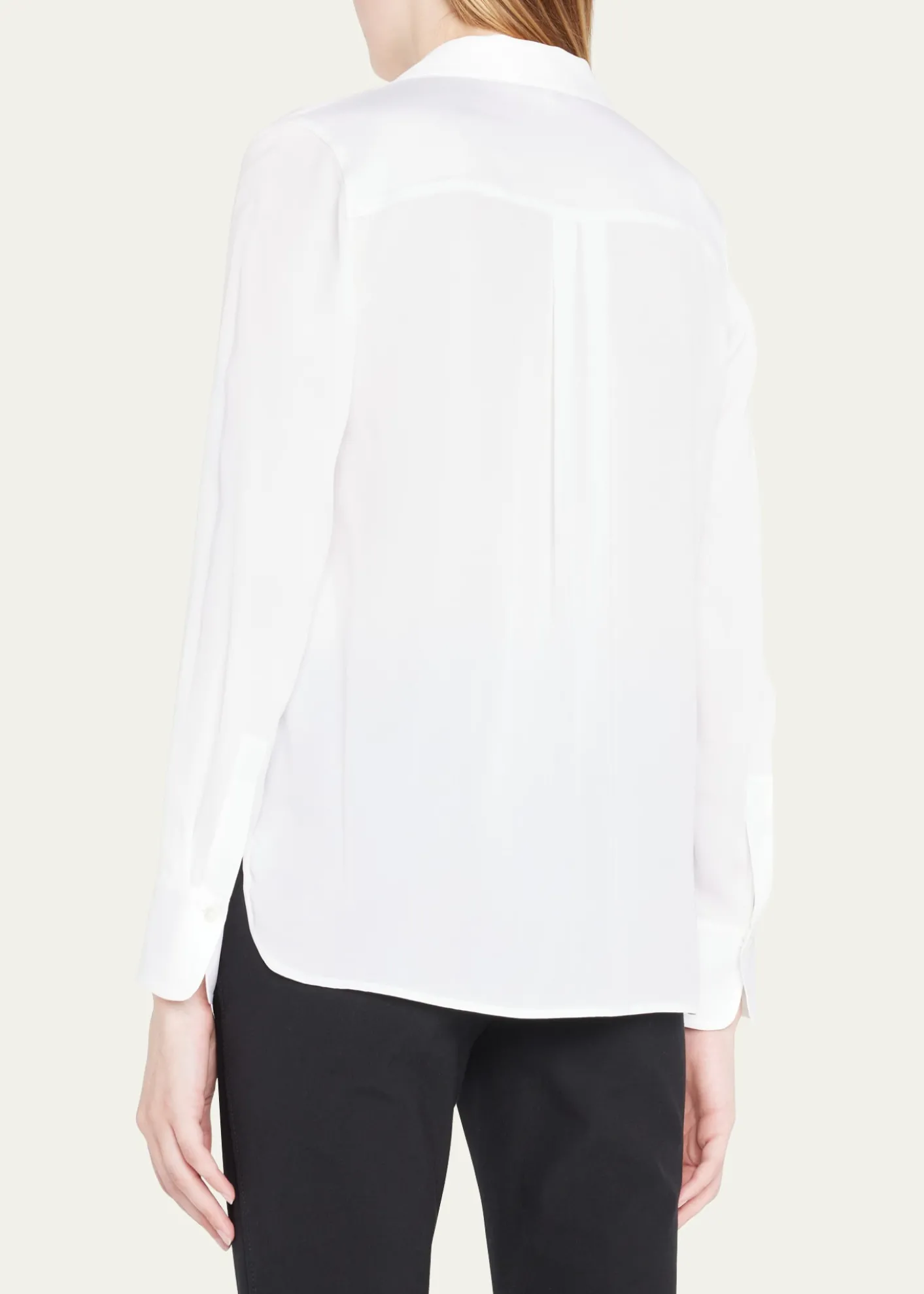 VinceSlim-Fit Long-Sleeve Stretch-Silk Blouse