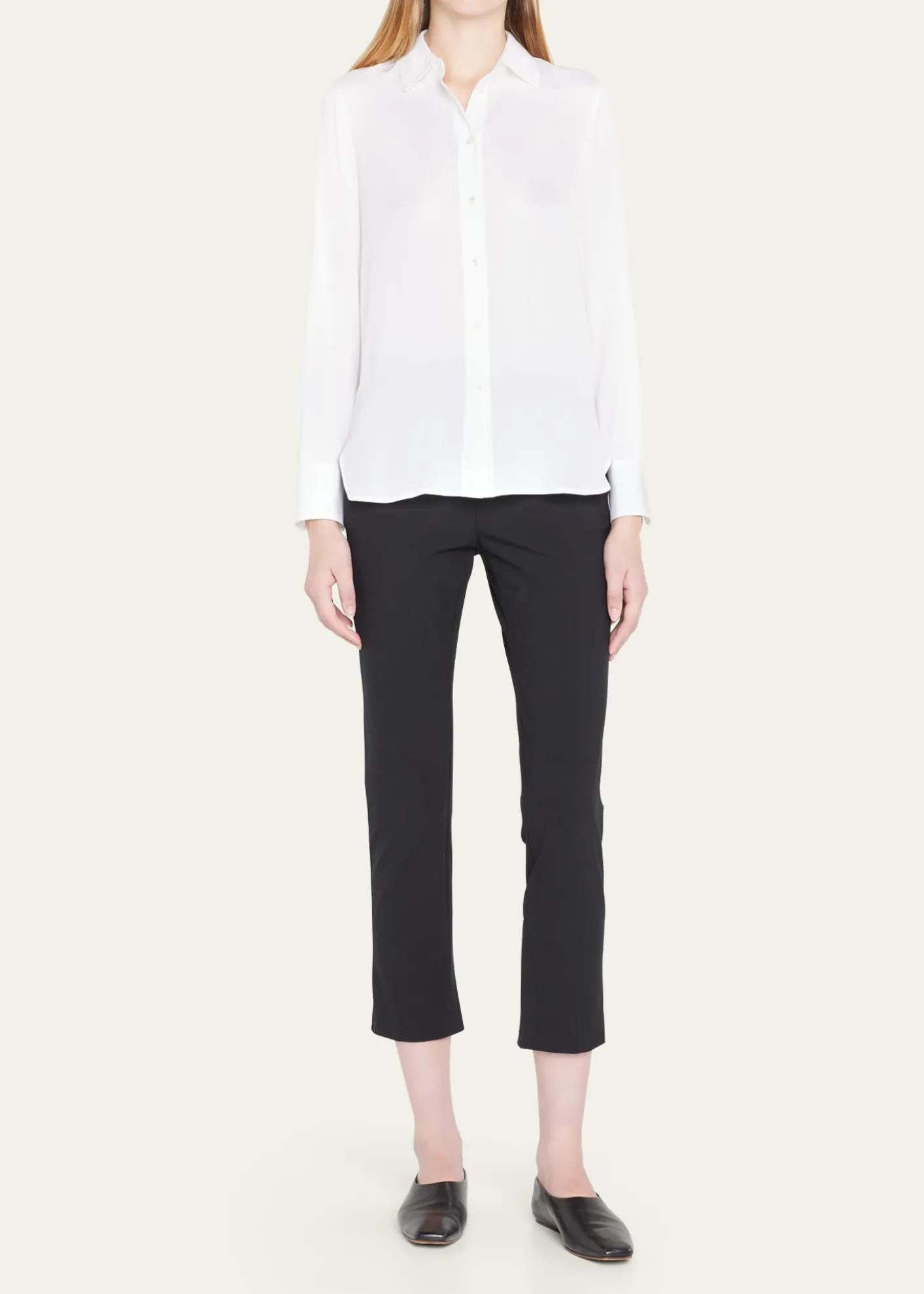 VinceSlim-Fit Long-Sleeve Stretch-Silk Blouse