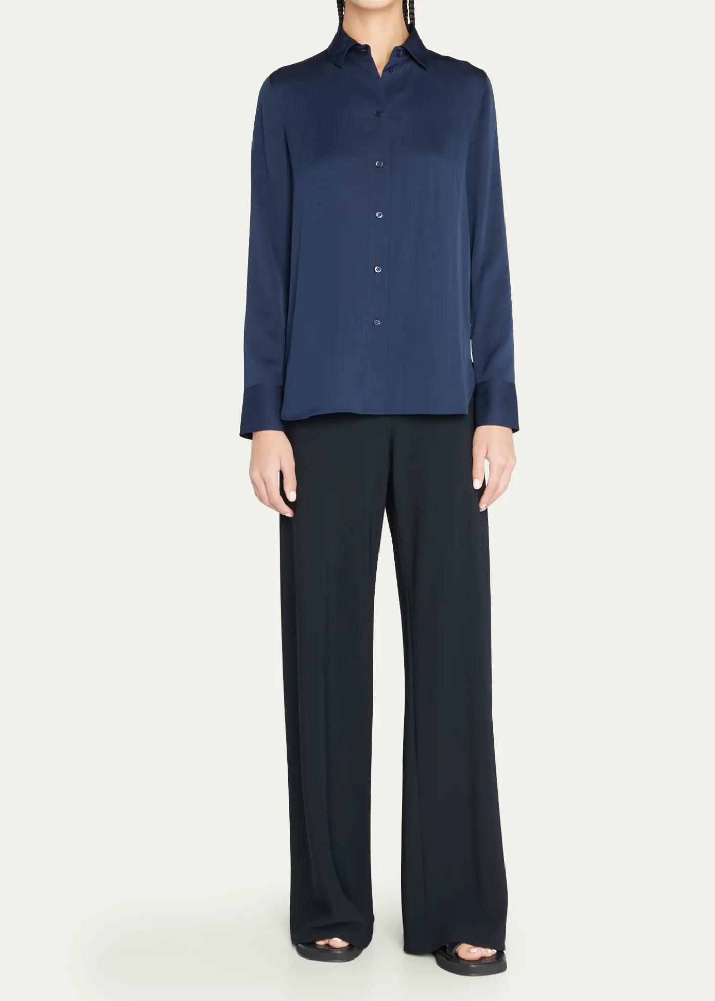 VinceSlim-Fit Long-Sleeve Stretch-Silk Blouse