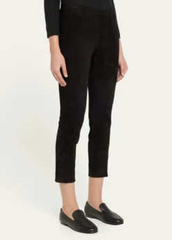 VinceStretch-Suede Split Hem Crop Pants