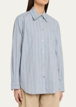 VinceStripe Button-Front Shirt
