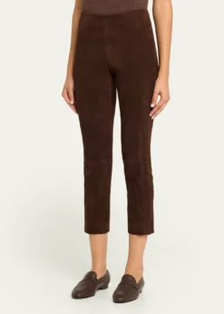 VinceSuede Split-Hem Cropped Pant