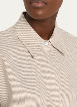 VinceTicking Stripe Cap-Sleeve Blouse