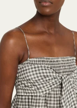 VinceTie-Front Gingham Midi Dress