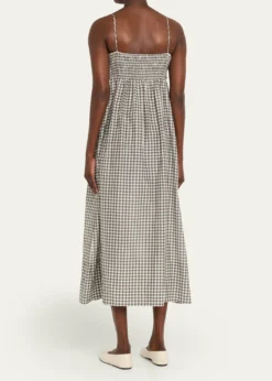 VinceTie-Front Gingham Midi Dress
