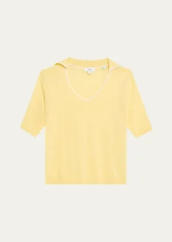 VinceTipped Elbow-Sleeve Knit Top