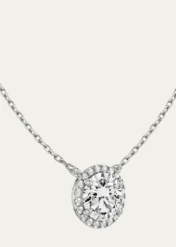 VRAI14K White Gold Brilliant-Cut Halo Lab Grown Diamond Necklace, 1.0tcw