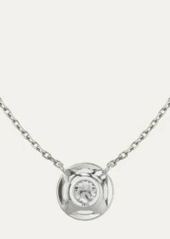 VRAI14K White Gold Brilliant-Cut Halo Lab Grown Diamond Necklace, 1.0tcw