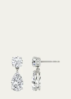 VRAI14K White Gold Duo Lab Grown Diamond Pear Drop Earrings, 3.00tcw