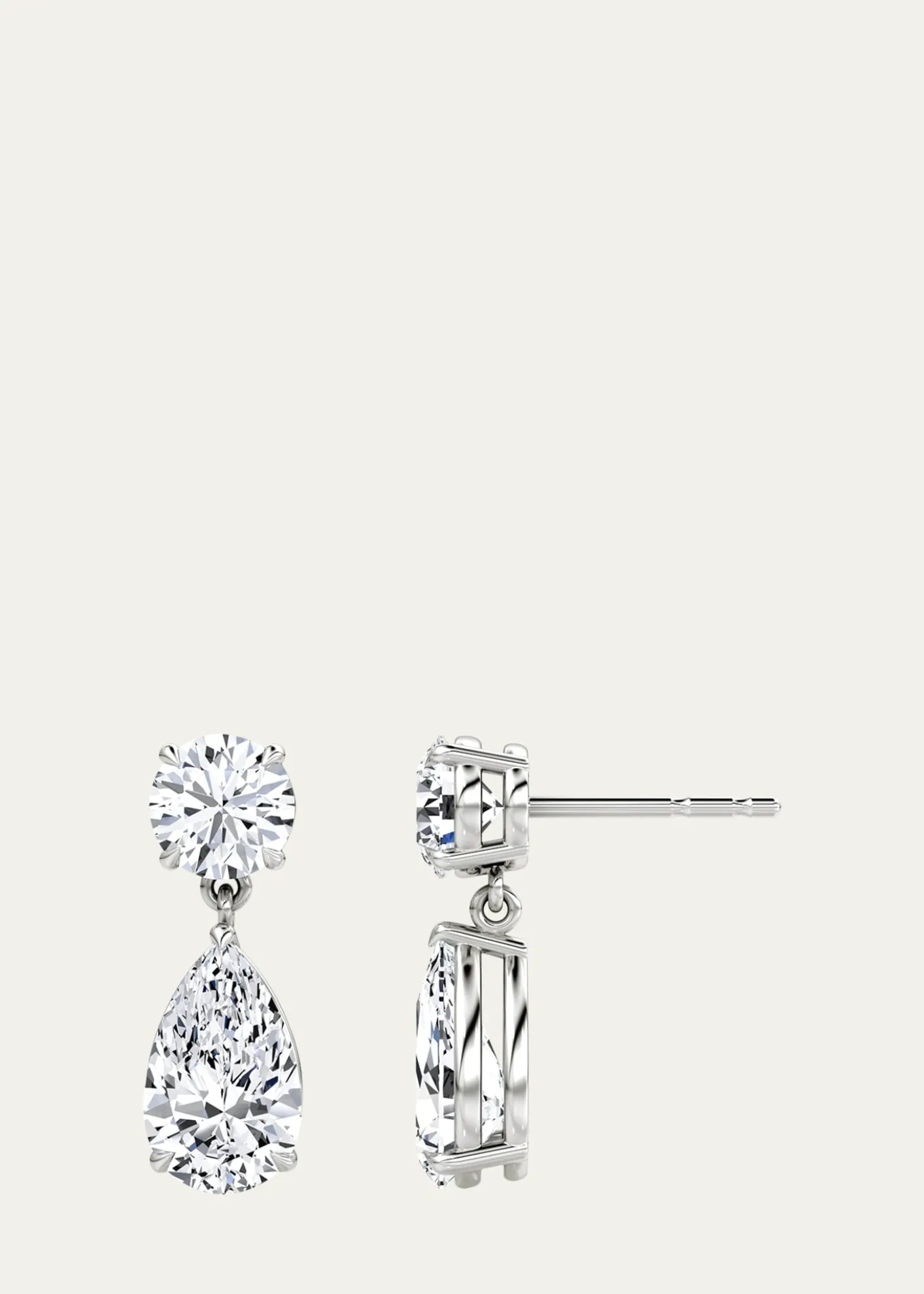 VRAI14K White Gold Duo Lab Grown Diamond Pear Drop Earrings, 3.00tcw