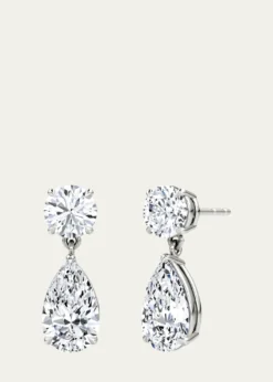 VRAI14K White Gold Duo Lab Grown Diamond Pear Drop Earrings, 3.00tcw