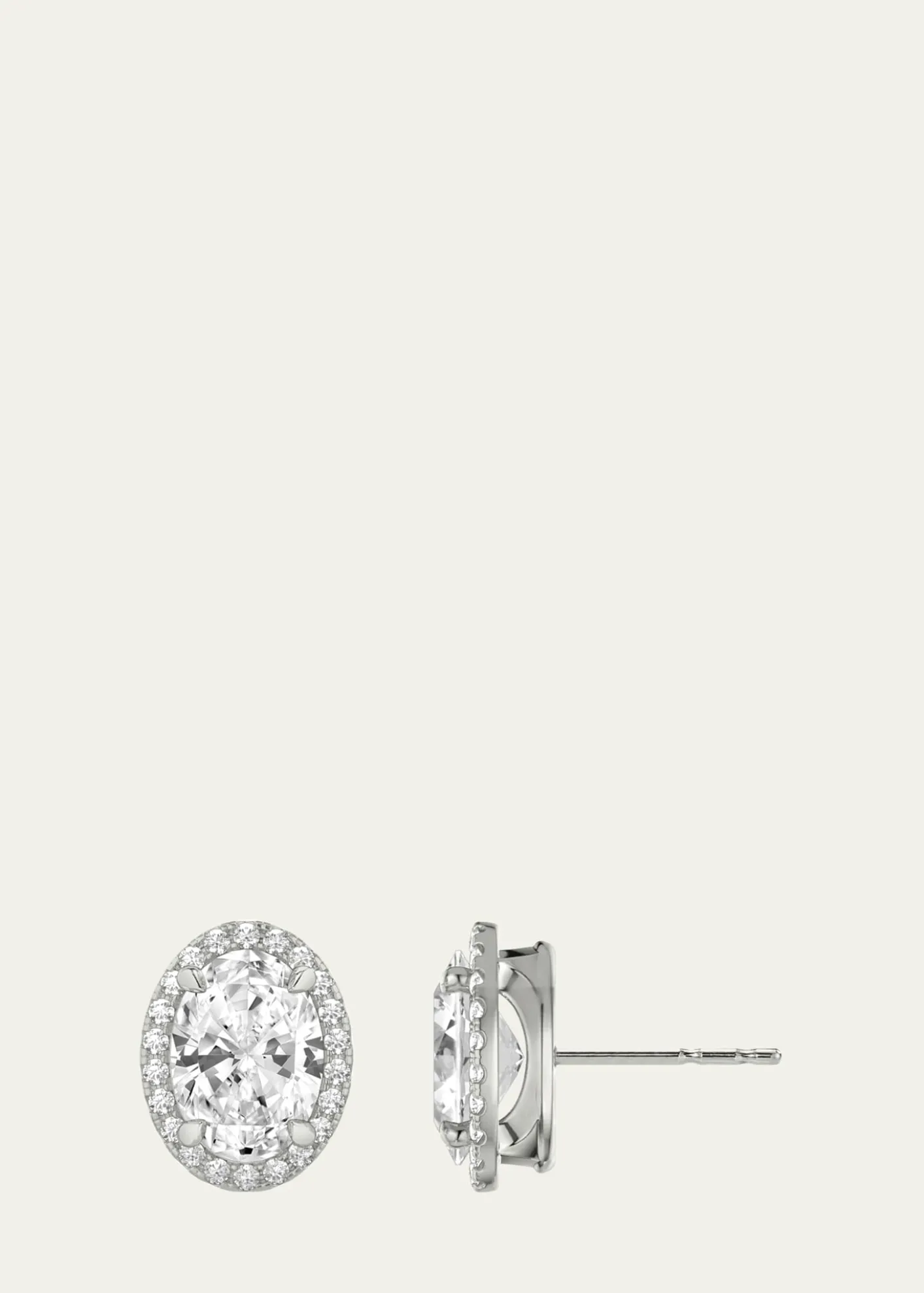 VRAI14K White Gold Oval Halo Lab Grown Diamond Stud Earrings, 2.00tcw