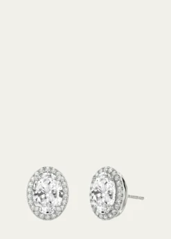 VRAI14K White Gold Oval Halo Lab Grown Diamond Stud Earrings, 2.00tcw