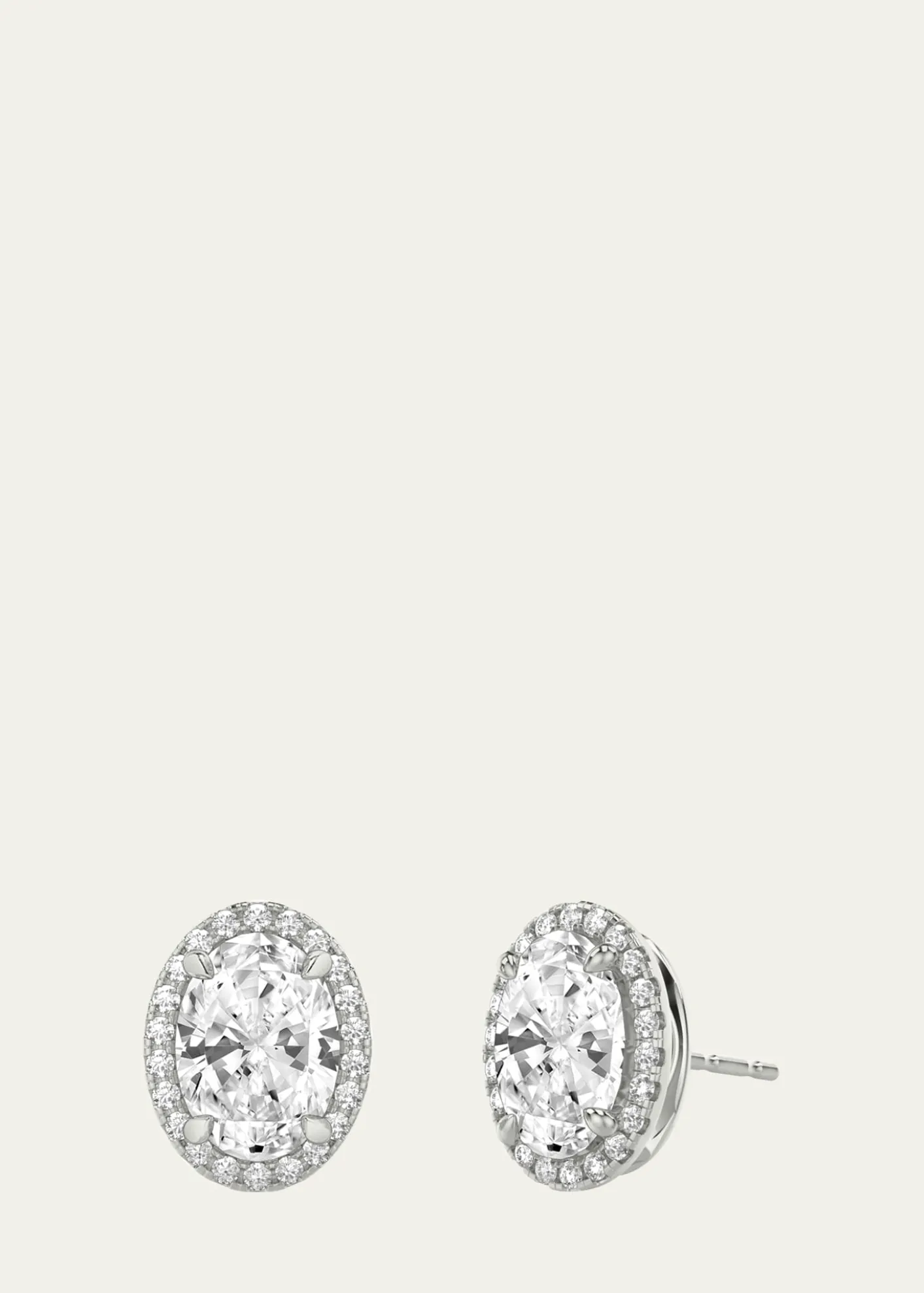 VRAI14K White Gold Oval Halo Lab Grown Diamond Stud Earrings, 2.00tcw