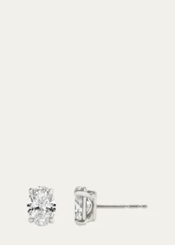 VRAI14K White Gold Oval Solitaire Lab Grown Diamond Stud Earrings, 1.00tcw