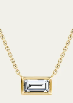 VRAI14K Yellow Gold Bezel Lab Grown Diamond Necklace, 18"L, 0.5tcw