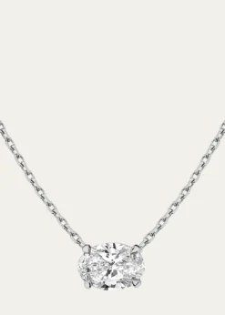 VRAIOval-Cut Solitaire Lab Grown Diamond Necklace, 1.0tcw