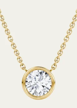 VRAIRound Bezel-Cut Lab Grown Diamond Solitaire Necklace, 0.75tcw